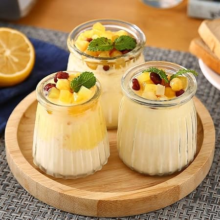 1PCS Pudding Glass Jar,Juicing Milk Storage Container Yogurt Pudding Glass Jar Bottle Mini Mousse Drinking Bottle with Lid(200ml), AMXEB0FVUIUS