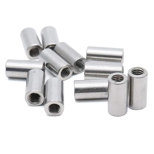 Xiaoyztan 5Pcs M6 Thread Round Coupling Nut Stainless Steel Sleeve Stud Nut Connecting Hardwares 30mm Height