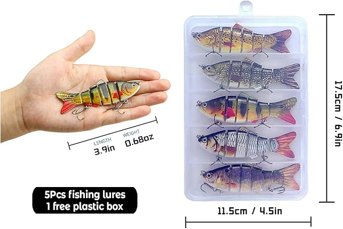 Fishing Lures for Bass Trout 1.43.9" Multi Jointed Swimbaits Slow Sinking Bionic Lifelike Swimming Bass Lures Freshwater Saltwater Bass Fishing baits Kit