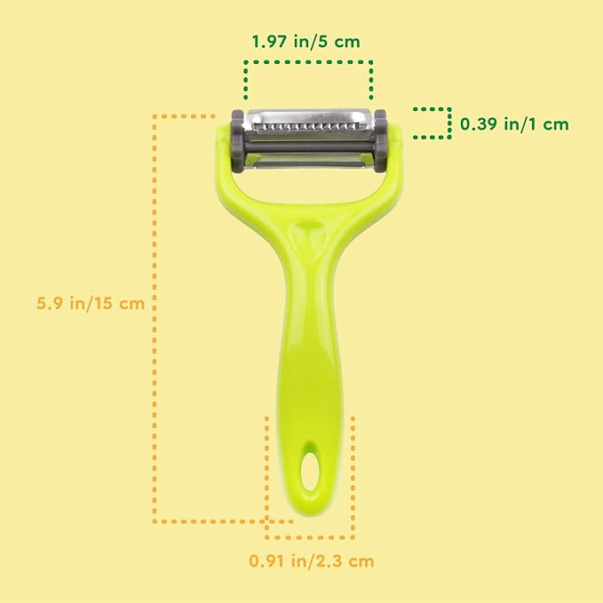 Y Shape 3-in-1 Serrated, Straight, Julienne Swiveled Multi-Blade Peeler - Green - 1 Peeler