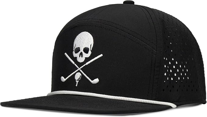 Funny Golf Hats Flat Bill for Men Women,Golf Gifts Skull Baseball Cap for Adults Humor