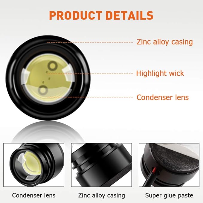 Teguangmei 4 in 1 Car Motorcycle LED Eagle Eye Emergency Strobe Warning Lights Car Truck Accessories DRL Wireless Remote Control Flash Lights 12V White