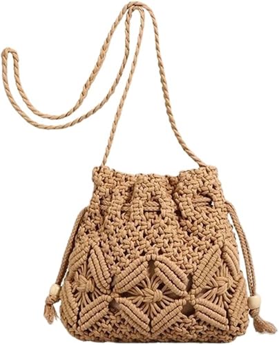 Women's Woven Crossbody Bag, Fashion Bucket Bag, Fashion Shopping Bag, Trendy Beach Bag
