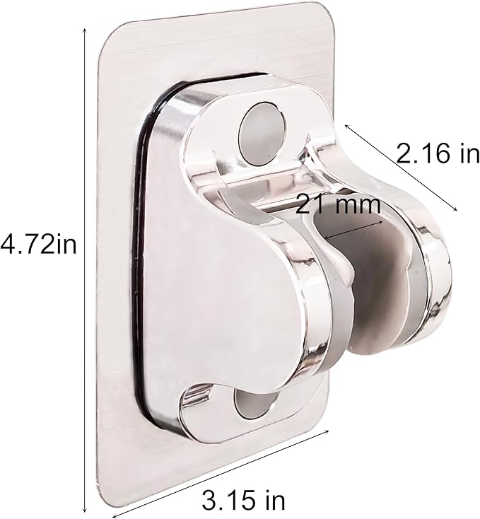 Lofekea Shower Head Holder, Adjustable Handheld Shower Holder Self Adhesive Shower Wand Holder Wall Mount Bracket Waterproof (1 Pack, Chrome Finish)
