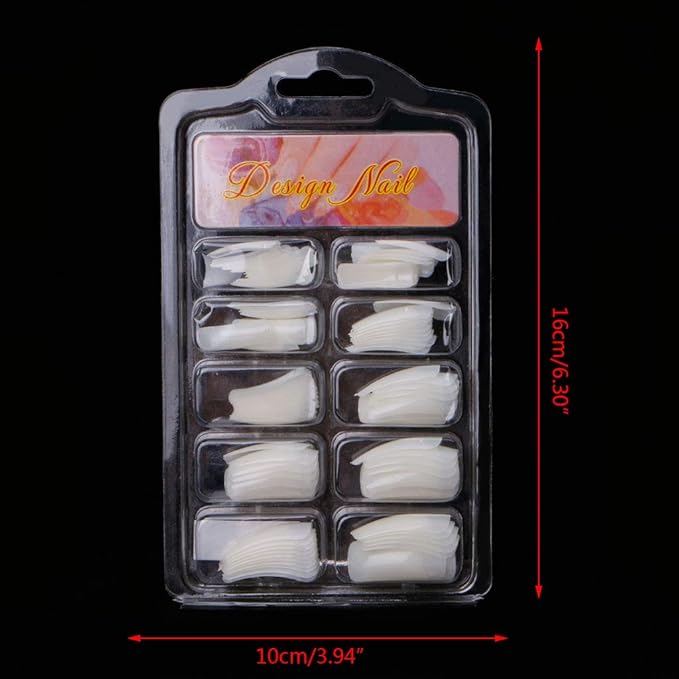 100Pcs Natural/Clear French Acrylic False Art Fingernail Full/Half Tips Box