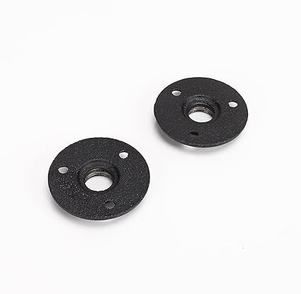 NearMoon Industrial Pipe Floor Flange, Heavy Duty Malleable Iron Pipe Fittings, Black Wall Mounted Vintage DIY Threaded Flange(2 Pack, DN15-12 Inch)