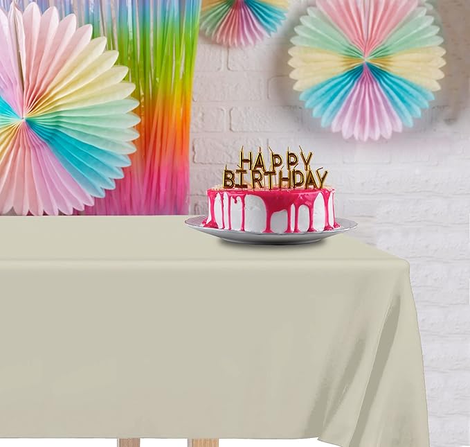 DecorRack 2 Rectangular Tablecloths BPA-Free Plastic, 54 x 108 inch, Dining Table Cover Cloth Rectangle for Parties, Picnic, Camping and Outdoor, Disposable or Reusable in Ivory (2 Pack)