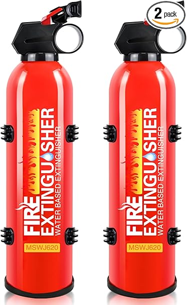 2 Pack Fire Extinguisher for Home with Wall Mount - 620ml Portable Fire Extinguisher for Car Vehicle Boat House Kitchen, Water-Based Fire Extinguisher for A, B, C, K Fire