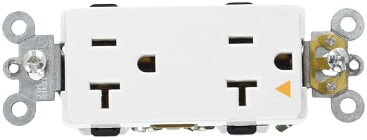 Morris 81916 Isolated Ground Decorative Duplex Receptacle, 20A, 125V, White, 5-20R NEMANo.