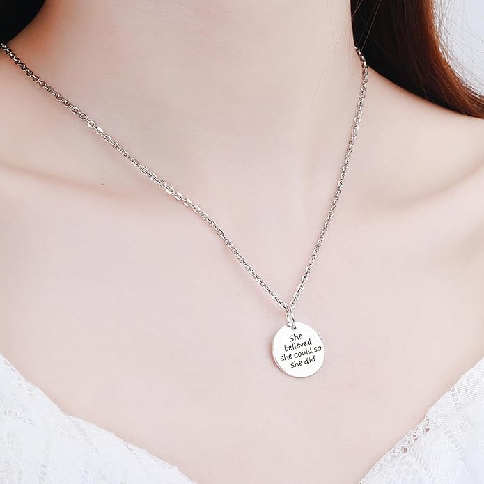 Honbay 40PCS Alloy Round Message Charms Pendant She Believed She Could So She Did Inspiration Words Charms for DIY Earring Necklace Bracelet Crafting Making (2 Color)
