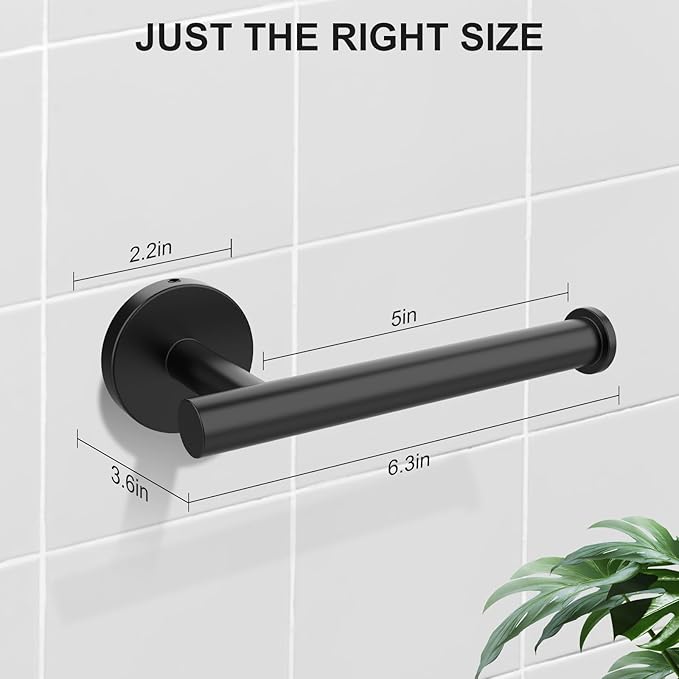 SetSail Toilet Paper Holder Wall Mount Screw-in Matte Black Bathroom Toilet Paper Roll Holders Stainless Steel Tissue Holder for Bathroom Hardware Accessories, Drill Hole