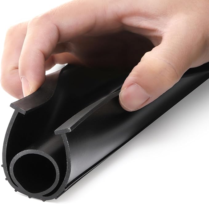 Yopay 20Ft Garage Door Seals Bottom Rubber, Heavy-Duty Weather Stripping Kit, Universal T Ends Threshold Buffering Sealing Rubber, 3 3/4 Inch Width