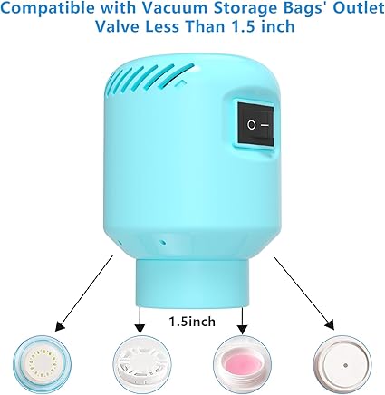 Electric Pump for Vacuum Storage Bags, Air Pump for Storage Bags,Portable Vacuum Pump for Various Vacuum Sealer Bags, Suitable for Common Vacuum Bags-Blue (No Storage Bags)