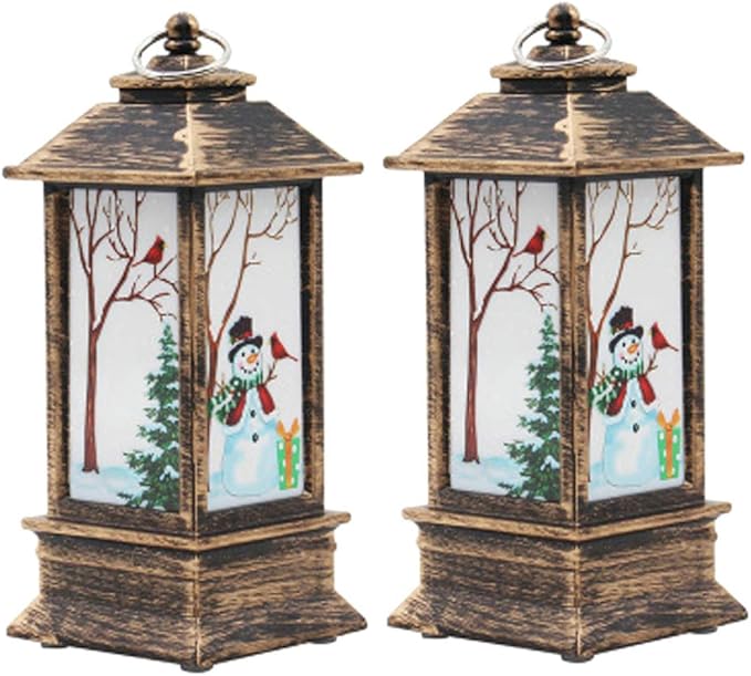 2pcs Christmas Snowman Lantern Night Lamp Decorative LED Light Desktop Bedroom Festive Tabletop Decoration Battery Operated Christmas Lanterns