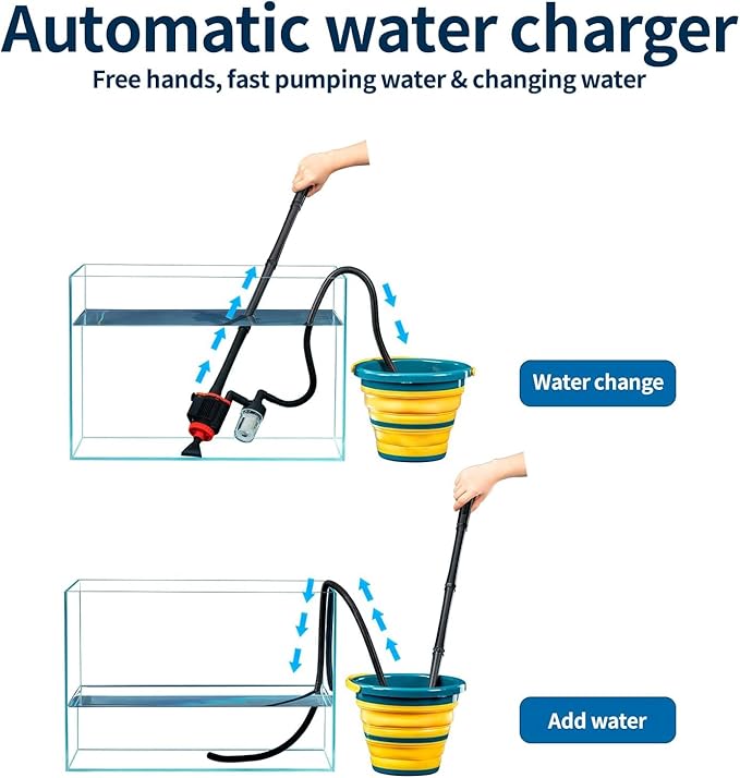 Electric Aquarium Gravel Cleaner, 5 in 1 Automatic Tank Cleaning Tool Set,Removable Vacuum Water Changer Sand Algae Cleaner Washer Filter Siphon,Algae Water Remover for TurtleBetta Fish Tank