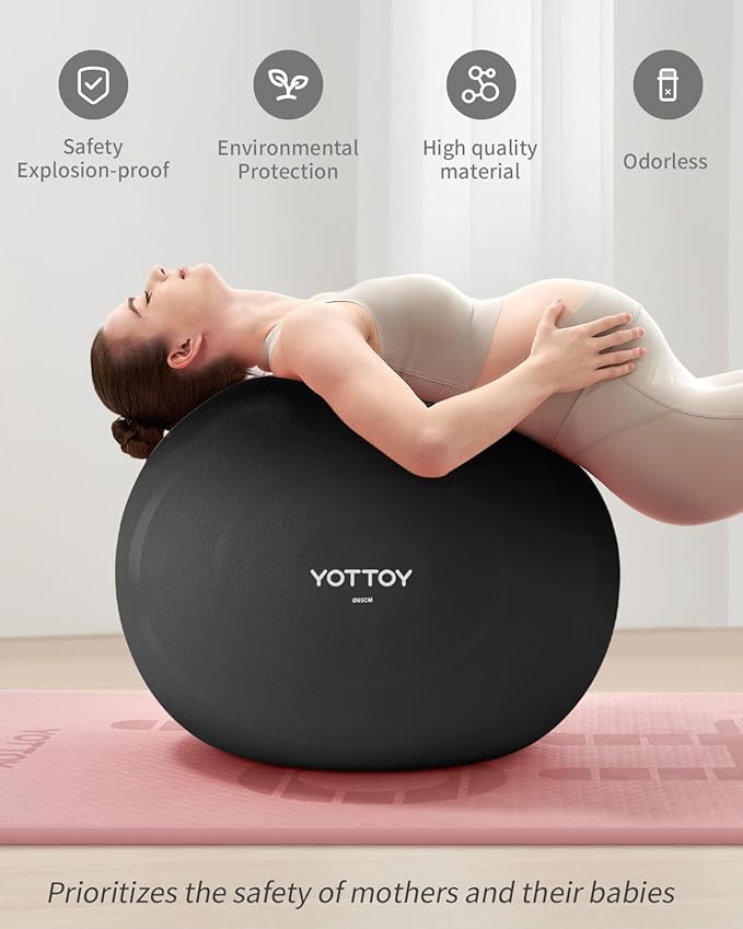 YOTTOY Anti-Burst Exercise Ball for Working Out, Yoga Pregnancy, Extra Thick Workout Ball for Physical Therapy Fitness