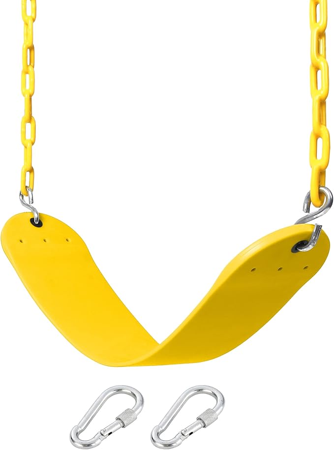66" Heavy Duty Swing Seat Chain Plastic Coated Seat Replacement Outdoor Swing Set Accessories (Yellow)