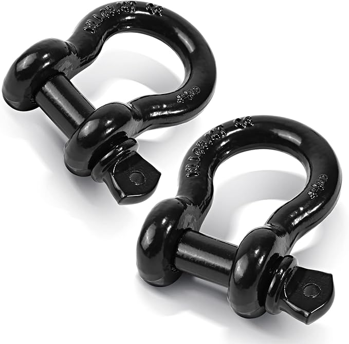 Ohuhu D Ring Shackles 3/4" 2 Pack, D Shackle Rugged 20 Ton (44,000 lbs) Maximum Break Strength, 4.75 Ton (9,500 Lbs) Capacity
