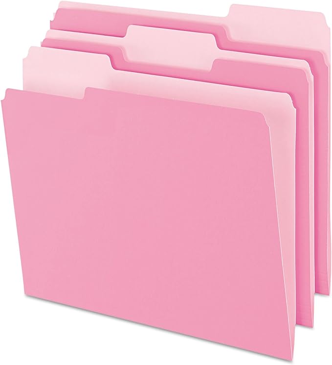 Pendaflex Two-Tone Color File Folders, Letter Size, 13 Cut, Pink, 100 Per box (152 13 PIN), 12 x 9.88 x 2.38 inches