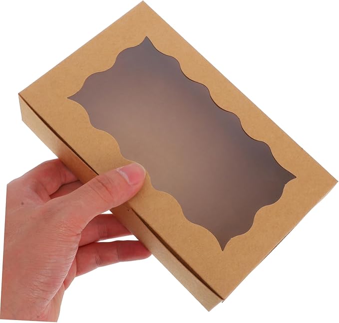 VALICLUD 12Pcs Square Pastry Boxes with Window Food Packaging Box for Cookies Candies and Desserts Versatile Bakery Boxes for Baked Goods