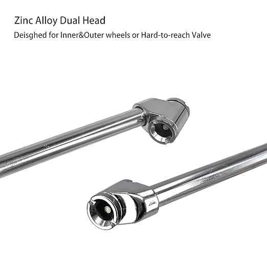 Truck Tire Pressure Gauge, Straight-on Foot Dual Head Chucks Stainless Steel, Heavy Duty Air Pressure Tire Gauge for Auto Trucks Cars RVs Vans Gage