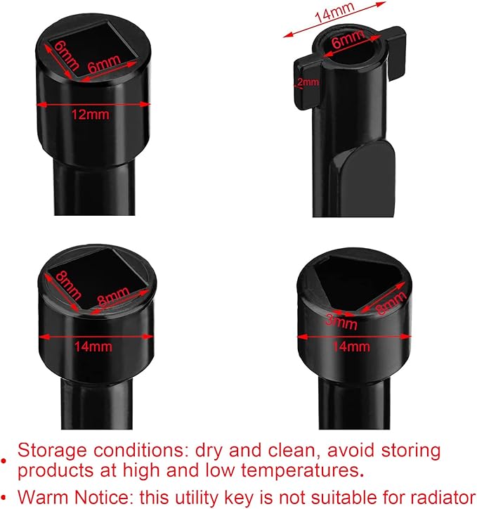 WILLBOND 4-Way Multi-Functional Utilities Key Stopcock Key for Electric Water Gas Meter Box Cupboard Cabinet Opening (Black)