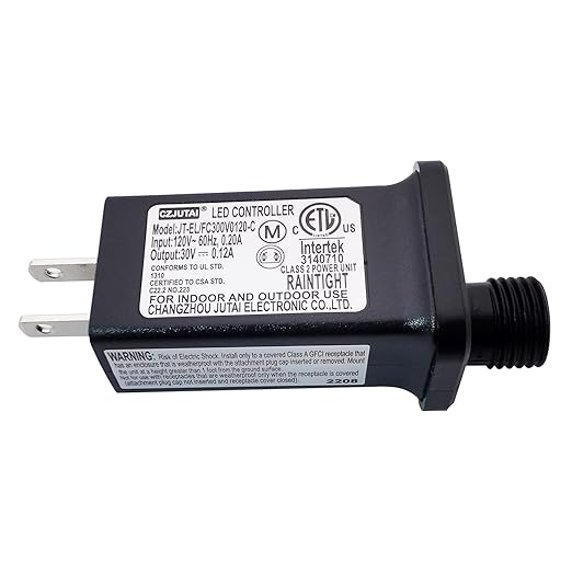 JT-EL/FC300V0120-C 30V 0.12A LED Controller With 8 Modes, Class 2 Power Supply Multifunctional Transformer, Low Voltage US Plug for Light (1 Pack)