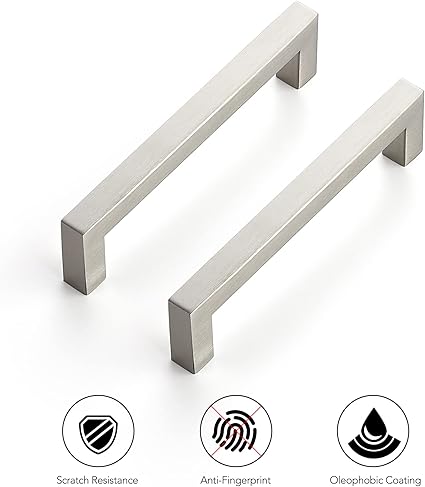 Ravinte 1 Pack Cabinet Handles Square Cabinets Cupboard Handles Brushed Nickel Drawer Pulls Stainless Steel Kitchen Cabinet Pulls Cabinet Hardware Drawer Handles 5 inch Hole Center