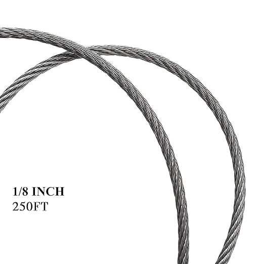 AGTEK Wire Rope 18 Inch Stainless Steel Aircraft Cable for Decking Railings, 250 FT, 7x7 Strands Construction