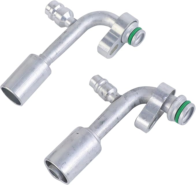 Air Conditioning AC Fitting Set 8 and 10 Female 90 Degree,suitable R134a, with moveable block