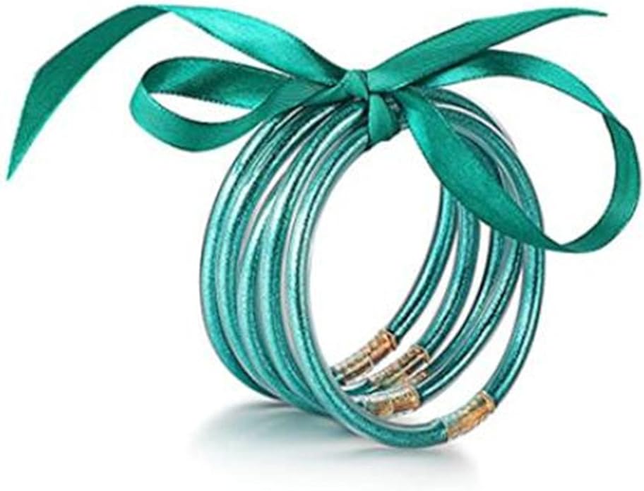 Sparkling Jelly Soft Silicone Bangle Bracelet Set for Women Stacking Geometric Round Glitter Bracelet Layered Bling Jewelry Birthday Gift