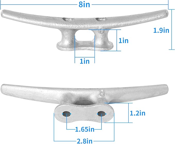 68101214 inch Dock Cleats With Bolts,Hot Dipped Galvanized Cast Iron Boat Cleats,Rope Cleat Boat Dock Cleats for Boat Docks,Decks,Piers for Tying up Boats,Marine Decor(1,2,4,5,6,8,10,12 Pack)
