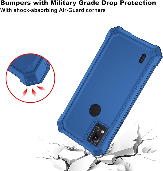 Ailiber Case for ATT Motivate 4, Cricket Icon 5 Phone Case with Screen Protector, Dual Layer Structure Protection, Shockproof Corners TPU Bumper, Military Grade Protective Cover for Motivate 4-Blue
