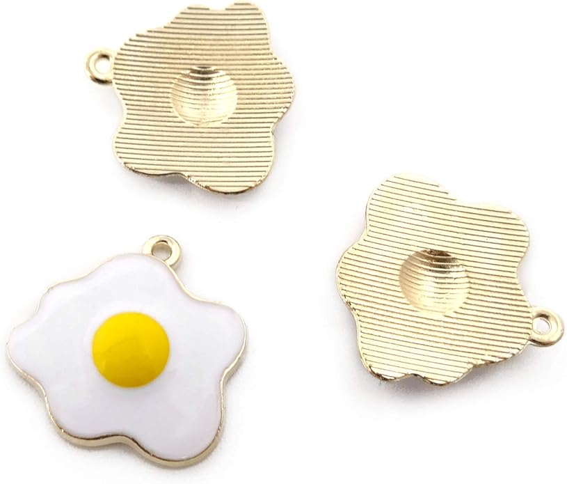 Honbay 20PCS Enamel Alloy Fried Eggs Pendant DIY Craft Jewelry Making Accessory
