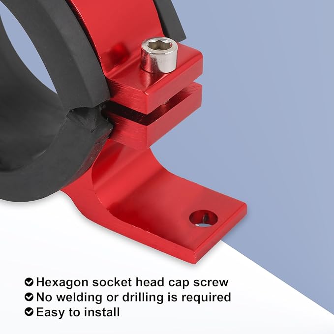 JDMSPEED Universal Car Fuel Pump Fuel Filter Mounting Bracket,Fuel Pump Clamp Holder Suitable for Fuel Pumps, Fuel Filters and Other Parts (50MM Red)