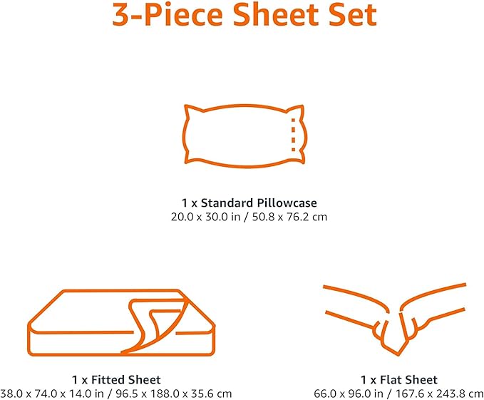 Basics Lightweight Super Soft Easy Care Microfiber 3 Piece Bedsheets Set with 14-Inch Deep Pockets, Twin, Light Gray, Solid