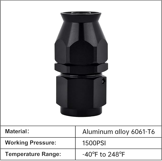 EVIL ENERGY 8AN PTFE Hose End Fitting Straight Black for PTFE Hose Only