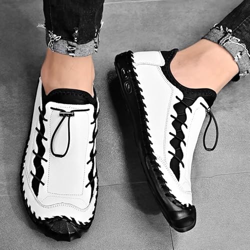 Walking Shoes Mens Leather Loafers for Men Casual Driving Dress Men's Slip on Boat Black White Brown Yellow Size Work Oxford Formal Male Handmade