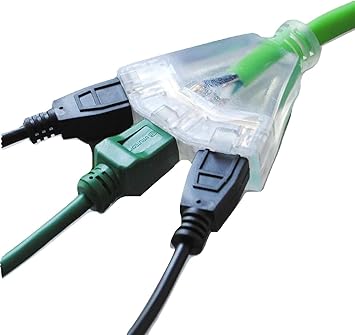 12 Gauge Extension Cord 50 feet 15 amp Triple Extension Cord 50 ft 123 125V 1875 WATTS Heavy Duty Indoor Outdoor Grounded Power Extension Cord 50 ft 12 Gauge Electric Cable 12 awg 50 Foot