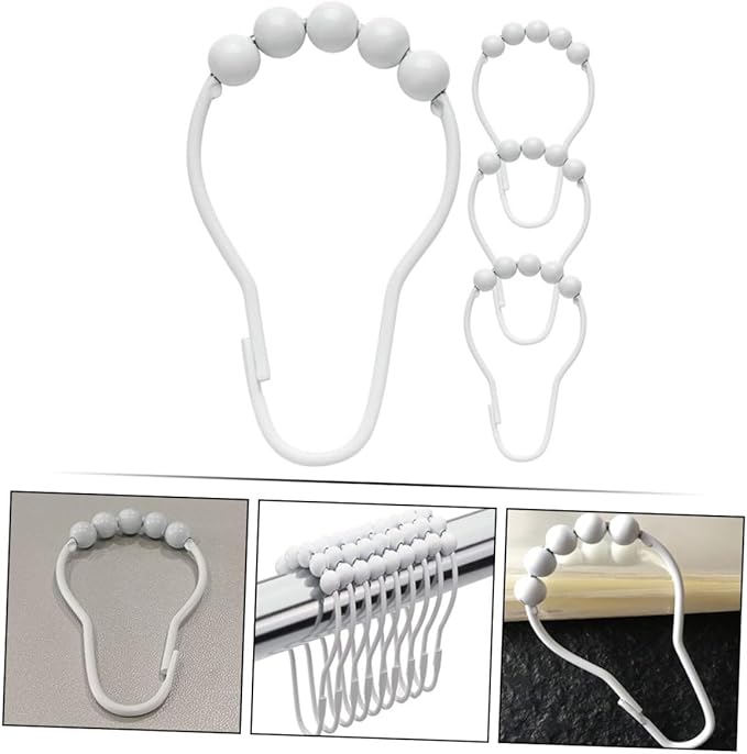 Garneck 4pcs Metal Shower Curtain Hooks Sturdy Shower Rings for Bathroom Replacement Curtain Clips for Easy Installation and Cleaning