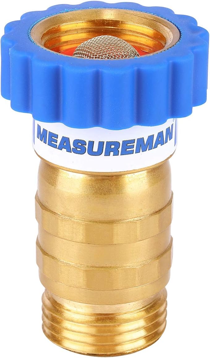 MEASUREMAN Lead-Free Brass Water Pressure Regulator, 40-50 PSI Pressure Reducer for RV, Camper, Trailer, Garden, and Plumbing Systems, Universal 34a Hose Connection, Safe for Potable Water