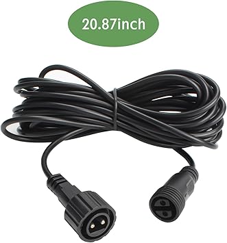 Waterproof Extension Cord, 2 Pin Outdoor Extension Cable with Male and Female Connectors, Wire for Duewot Solar Outdoor String Strip Lights Garden lamp