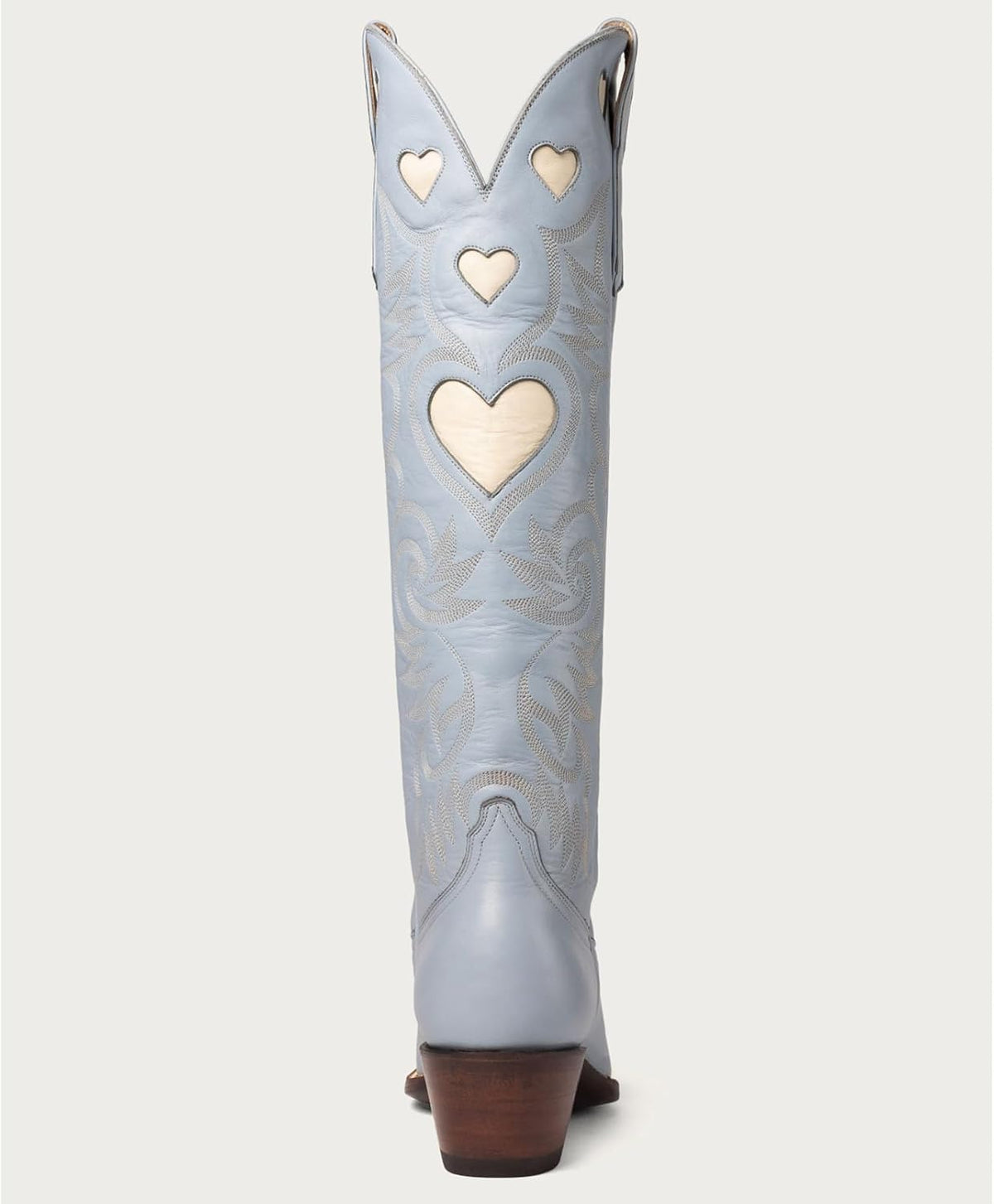 Size 6.5 Alsoloveu Embroidered Cowboy Boots Women Heart pattern Knee High Cowgirl Boot Chunky Heel Pull On Western Booties Size 8 US, Blue