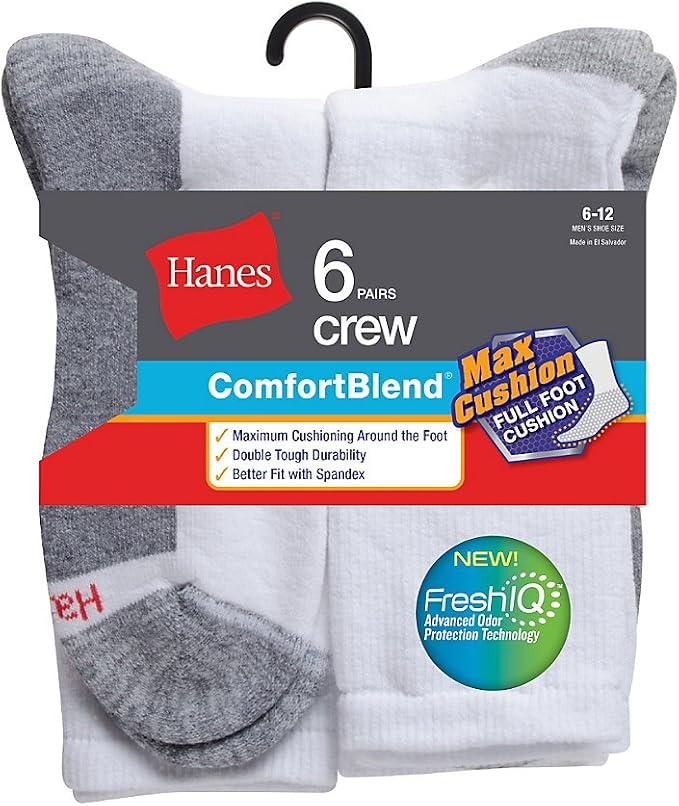 Hanes Men's Max Cushion Crew Socks, 6-pack ( 6-14)