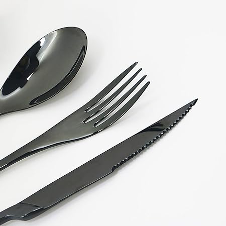 1810 Stainless Steel Dinner Spoon (Set of 4) 8.66 Inches, Black