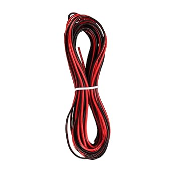 Red Black Wire 2 Conductor Bonded Zip Cord Cable Plated Copper PVC for LED Strip Light - 28 AWG 16.4Ft