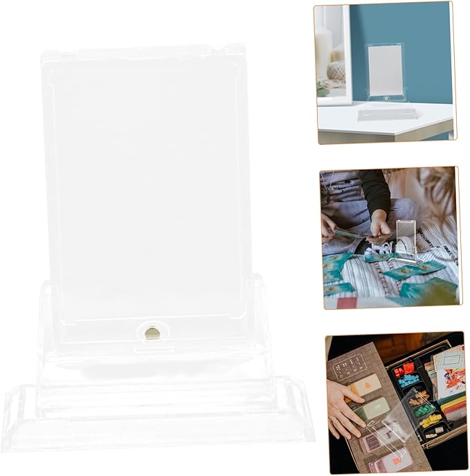 VANZACK 3 Sets Football Card Display Stand Display Shelves Display Shelf Trading Card Display Frame Card Stand Baseball Card Display Rack Trading Card Support Card Holder Stand Plastic