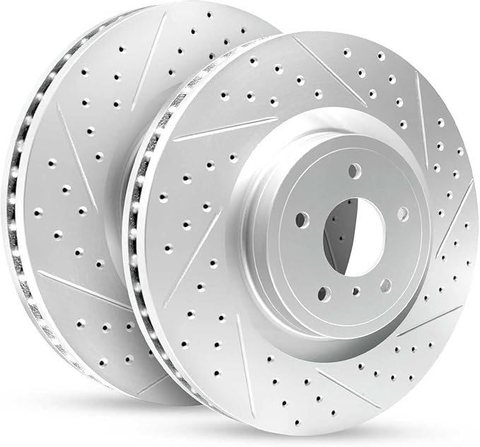 R1 Concepts Front Brake Rotor Kit Brake Rotors Brake Disc Drilled and Slottedfits 2013-2022 INFINITI JX35, Q50, Q60, QX50, QX60; Nissan Murano, Pathfinder