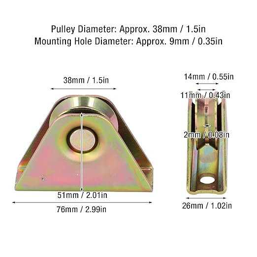2Pcs V Groove Wheel Pulley 150kg Load Bearing Galvanized Alloy Steel Track Rail Fixed Pulley for Motorized Doors Shelves