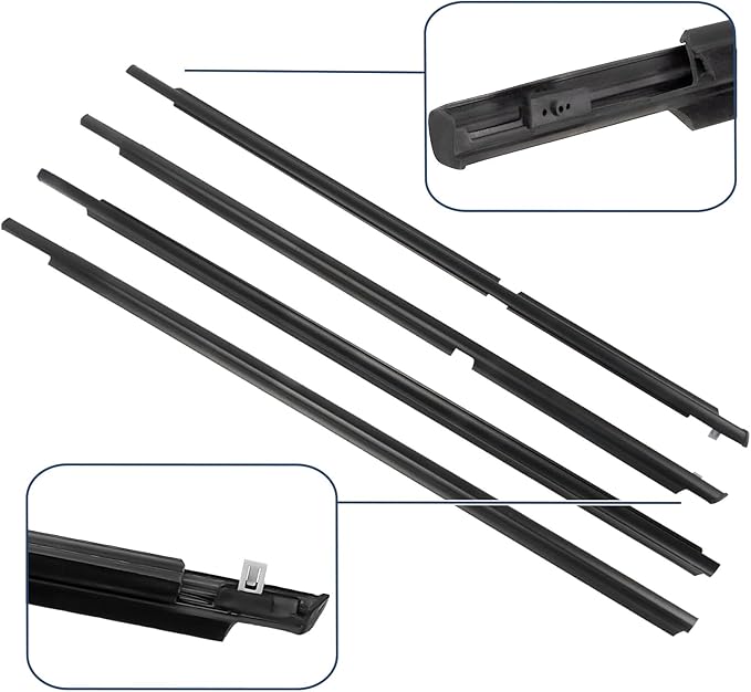 Window Molding Trim Seal for 2003-2009 Toyota 4Runner,Black Outer Door Weather Stripping Window Seal Belt,Replace68161-35060 68162-35060 68163-35030 68164-35030